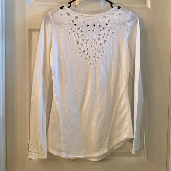 Free People White Embellished Fitted Longsleeve Blouse - Picture 10 of 15